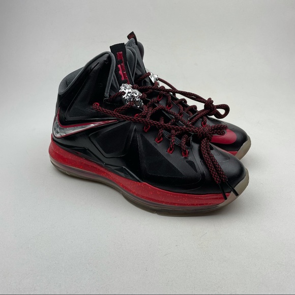 2012 NIKE LEBRON X 10 + PRESSURE BRED BLACK CHROME - Picture 3 of 7